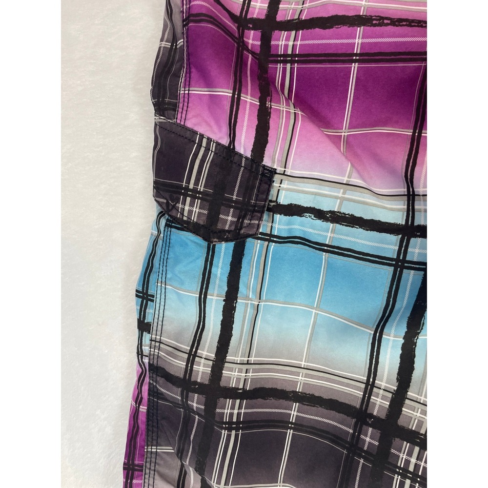 Kanu‎ Surf Plaid Board Shorts Men's Size 36 Purple Blue Black Swim Trunks - Picture 7 of 9